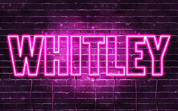 whitley, 4k, tapeten, die mit namen, weibliche namen, whitley namen, purple neon lights, happy birthday whitley, bild mit namen whitley