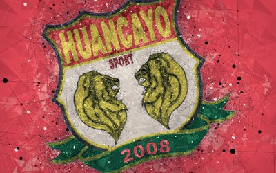 CD Sport Huancayo, 4k, arte geom&#233;trica, logo, Peruana de futebol do clube, vermelho resumo de plano de fundo, emblema, Huancayo, Peru, futebol, arte criativa, Peruano Primera Divis&#227;o