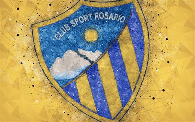 CD-Sport Rosario de Huaraz, 4k, geometriska art, logotyp, Peruansk fotboll club, gul abstrakt bakgrund, emblem, Huaraz, Peru, fotboll, kreativ konst, Peruanska Primera Division, Sport Rosario FC