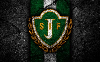 4k, Jonkopings FC, emblem, Allsvenskan, football, black stone, Sweden, Jonkopings, logo, asphalt texture, FC Jonkopings