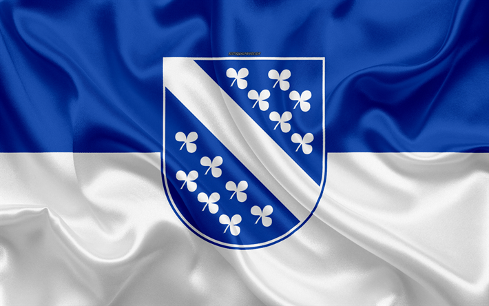 Bandiera della citt&#224; di Kassel, 4k, seta, texture, blu di seta bianca, bandiera, stemma, citt&#224; della germania, Kassel, Hesse, Germania, simboli