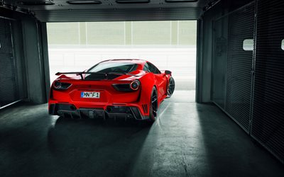 4k, Ferrari 488 GTB, garage, 2018 cars, supercars, red 488 GTB, Ferrari