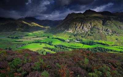Parque Nacional De Lake District, montanhas, lagos, ingl&#234;s marcos, Inglaterra, Reino UNIDO, Europa