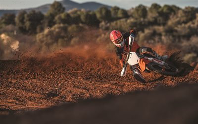 KTM 450 SX-F, 4k, extreme, 2018 bisiklet, Yarış Pisti, atlı, offroad, 450 SX-F, motokros, KTM