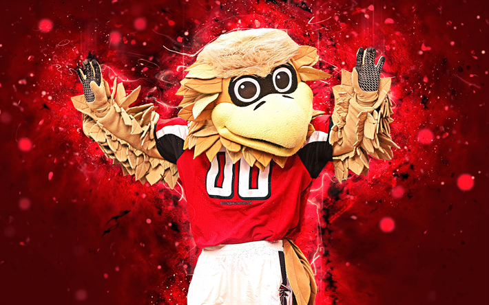 Freddie Falcon, 4k, mascot, Atlanta Falcons, abstract art, NFL, creative, USA, Atlanta Falcons mascot, National Football League, NFL mascots, Frederick Falcon, official mascot