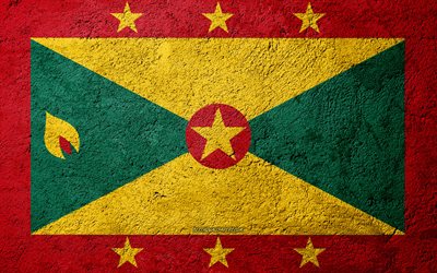 Taş &#252;zerinde Grenada bayrağı, beton doku, taş, arka plan, Grenada bayrağı, Kuzey Amerika, Grenada, bayraklar