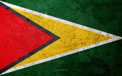 Taş &#252;zerinde Guyana bayrak, beton doku, taş, arka plan, Guyana bayrağı, G&#252;ney Amerika, Guyana, bayraklar