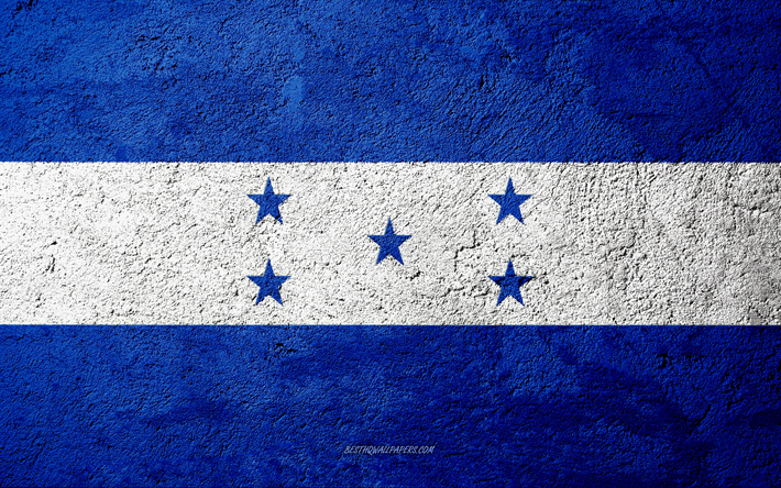 Flag of Honduras, concrete texture, stone background, Honduras flag, North America, Honduras, flags on stone
