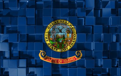 Flag of Idaho, 3d flag, US state, 3d cubes texture, Flags of American states, 3d art, Idaho, USA, 3d texture, Idaho flag