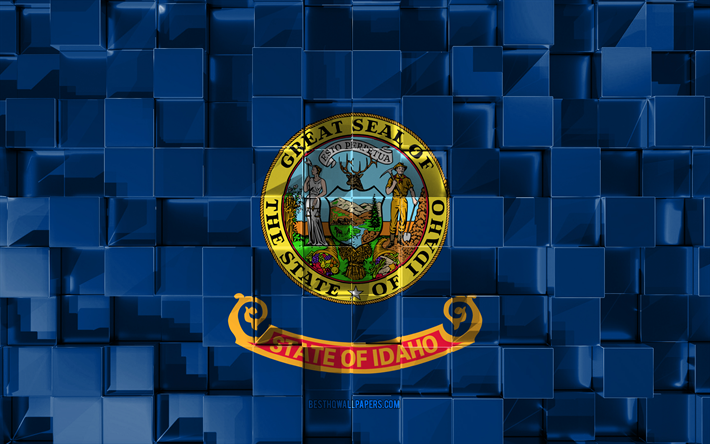 Drapeau de l&#39;Idaho, 3d drapeau de l&#39;&#233;tat AM&#201;RICAIN, cubes 3d de la texture, des Drapeaux des &#233;tats Am&#233;ricains, art 3d, Idaho, &#233;tats-unis, la 3d de la texture, de l&#39;Idaho drapeau