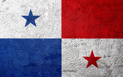 Flag of Panama, concrete texture, stone background, Panama flag, North America, Panama, flags on stone