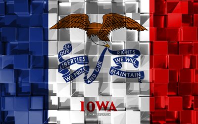 Drapeau de l&#39;Iowa, 3d drapeau de l&#39;&#233;tat AM&#201;RICAIN, cubes 3d de la texture, des Drapeaux des &#233;tats Am&#233;ricains, art 3d, Iowa, &#233;tats-unis, la 3d de la texture, de l&#39;Iowa drapeau