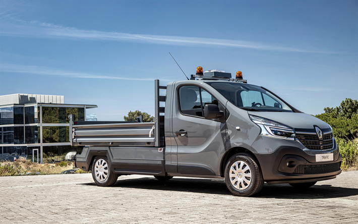 Renault Trafic, 2019, cargo truck, exterior, small truck, new gray Trafic, french trucks, Renault