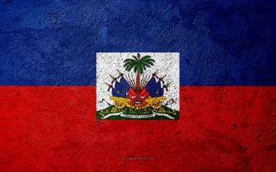 Flag of Haiti, concrete texture, stone background, Haiti flag, North America, Haiti, flags on stone