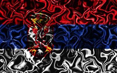 4k, Lippu Serbia, abstrakti savun, Euroopassa, kansalliset symbolit, Serbian lippu, 3D art, Serbian 3D flag, luova, Euroopan maissa, Serbia