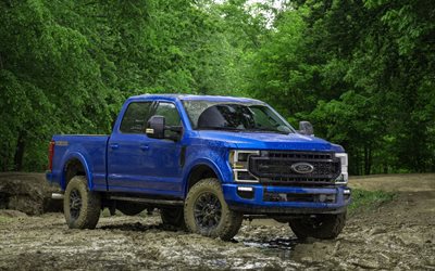 2020, Ford F-250, F-Series, Super Duty, blue pickup truck, Tremor Off-Road Package, tuning F-250, exterior, front view, SUV, american cars, Ford