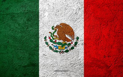 La bandera de México, de hormigón de textura, de piedra de fondo, bandera de México, América del Norte, México, banderas en la piedra, la bandera de méxico