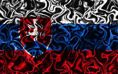 4k, Bandeira da Eslov&#225;quia, resumo de fuma&#231;a, Europa, s&#237;mbolos nacionais, Eslovaca bandeira, Arte 3D, Eslov&#225;quia 3D bandeira, criativo, Pa&#237;ses europeus, Eslov&#225;quia