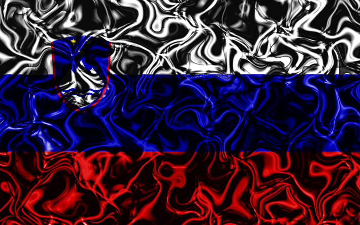 4k, Flaggan i Slovenien, sammanfattning r&#246;k, Europa, nationella symboler, Slovenska flaggan, 3D-konst, Slovenien 3D-flagga, kreativa, Europeiska l&#228;nder, Slovenien