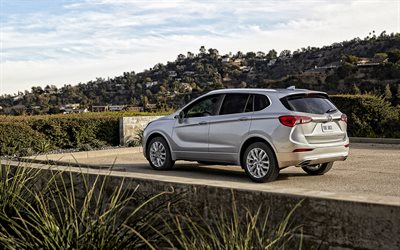 Buick Envision, 2019, Compact SUV, exterior, rear view, new silver Envision, american cars, Buick