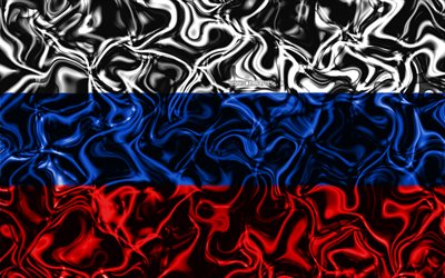4k, Bandiera della Russia, astratto fumo, Europa, simboli nazionali, russo, bandiera, 3D, arte, Russia 3D, creativo, i paesi Europei, Russia
