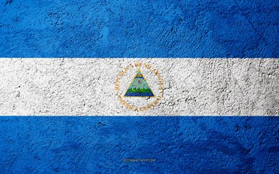 旗のニカラグア, コンクリートの質感, 石背景, ニカラグア国旗, 北米, ニカラグア, 旗石