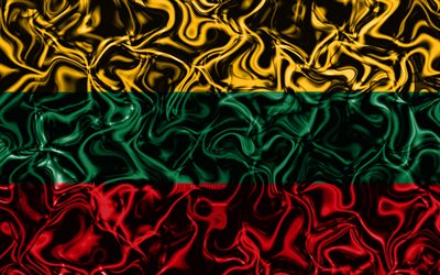 4k, Litvanya Bayrağı, soyut duman, Avrupa, ulusal semboller, Litvanya Bayrak, 3D sanat, Litvanya 3D bayrak, yaratıcı, Avrupa &#252;lkeleri, Litvanya