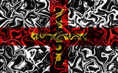 4k, Flag of Guernsey, abstract smoke, Europe, Channel Islands, national symbols, Guernsey flag, 3D art, Guernsey 3D flag, creative, European countries, Guernsey
