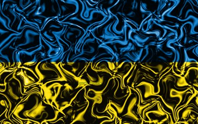 4k, Flagga Ukraina, sammanfattning r&#246;k, Europa, nationella symboler, Ukrainska flaggan, 3D-konst, Ukraina 3D-flagga, kreativa, Europeiska l&#228;nder, Ukraina