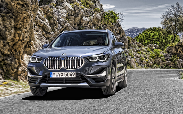 BMW X1, 2019, front view, exterior, gray crossover, new gray X1, F48, German cars, BMW