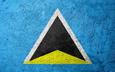 Flaggan i Saint Lucia, konkret struktur, sten bakgrund, Saint Lucia flagga, Nordamerika, Saint Lucia, flaggor p&#229; sten