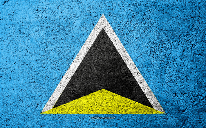 Lipun Saint Lucia, betoni rakenne, kivi tausta, Saint Lucian lippu, Pohjois-Amerikassa, Saint Lucia, liput kivi