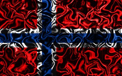 4k, Flag of Norway, abstract smoke, Europe, national symbols, Norwegian flag, 3D art, Norway 3D flag, creative, European countries, Norway