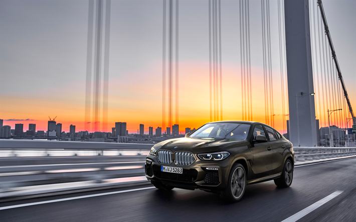 BMW X6 M50i, 4k, strada, 2019 auto, G06, auto di lusso, 2019 BMW X6, auto tedesche, la Nuova X6, BMW