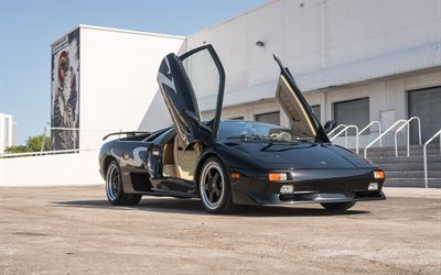 Lamborghini Diablo SV, 1998, noir r&#233;tro voiture de sport, r&#233;tro supercars, noir Diablo SV, des voitures de sport italiennes, Lamborghini