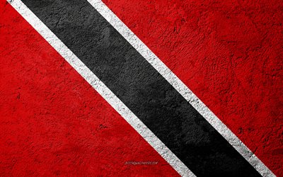 Bandeira de d&#243;lares de Trinidad e de Tobago, textura de concreto, pedra de fundo, Trinidad e Tobago bandeira, Am&#233;rica Do Norte, Trinidad e Tobago, bandeiras da pedra