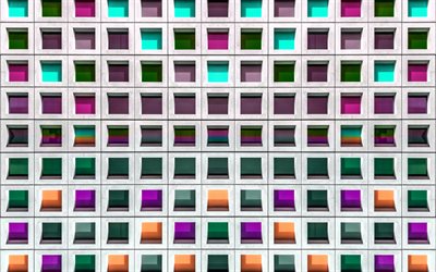 colorful 3d mosaic texture, colored mosaic background, stone creative 3d texture, windows in the house, mosaic backgrounds