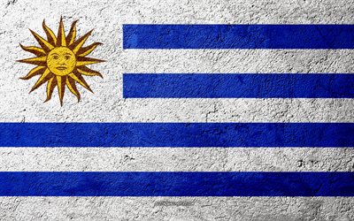 Bandiera dell&#39;Uruguay, cemento texture di pietra, sfondo, bandiera Uruguay, Sud America, Uruguay, flag su pietra
