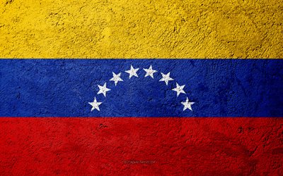 Taş &#252;zerinde Venezuela bayrağı, beton doku, taş, arka plan, Venezuela bayrağı, G&#252;ney Amerika, Venezuela, bayraklar