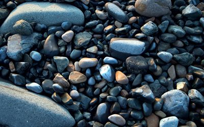 الحجارة رطبة ،, 4k, ماكرو, الحجر الرمادي الخلفية, الحجر القوام, الحجارة على الشاطئ, الحجر الخلفيات, الحجارة