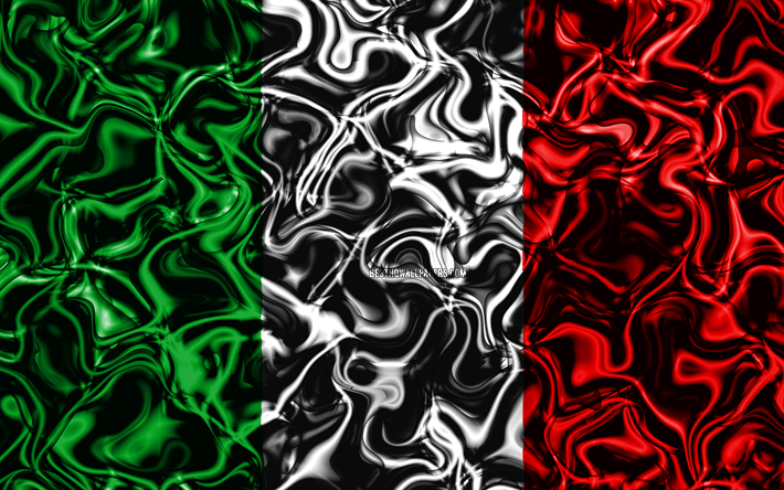 4k, علم إيطاليا, مجردة الدخان, أوروبا, الرموز الوطنية, العلم الإيطالي, الفن 3D, إيطاليا 3D العلم, الإبداعية, البلدان الأوروبية, إيطاليا