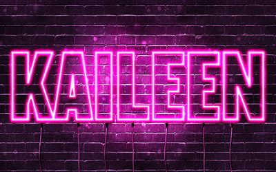Kaileen, 4k, wallpapers with names, female names, Kaileen name, purple neon lights, Happy Birthday Kaileen, popular arabic female names, picture with Kaileen name