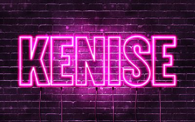 Kenise, 4k, wallpapers with names, female names, Kenise name, purple neon lights, Happy Birthday Kenise, popular arabic female names, picture with Kenise name