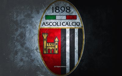 Ascoli Calcio 1898 FC, Italian football team, white background, Ascoli Calcio 1898 FC logo, grunge art, Serie B, Ascoli, football, Italy, Ascoli Calcio 1898 FC emblem