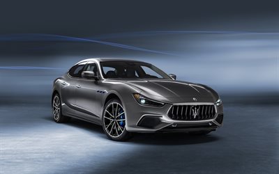 2021, Maserati Ghibli Hybrid GranSport, M157, front view, exterior, sedan, new brown Ghibli, Italian cars, Maserati