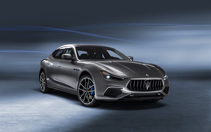 2021, Maserati Ghibli Hybrid GranSport, M157, vista frontal, exterior, sedan, novo Ghibli marrom, carros italianos, Maserati