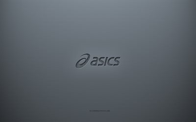 Asics logo, gray creative background, Asics emblem, gray paper texture, Asics, gray background, Asics 3d logo