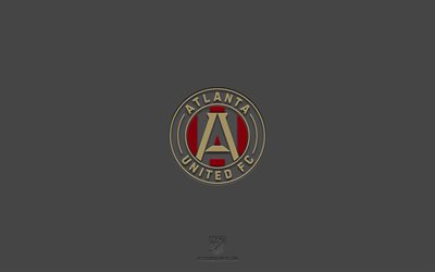 Atlanta United FC, gray background, American soccer team, Atlanta Braves emblem, MLS, Atlanta, USA, soccer, Atlanta United FC logo