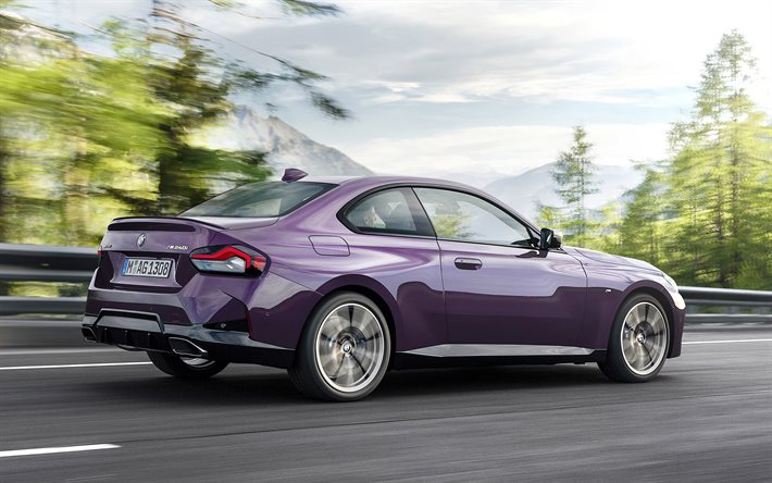 2022, BMW M240i, side view, exterior, purple coupe, new purple M2, BMW 2-series, German cars, BMW
