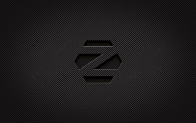 Zorin OS logo in carbonio, 4k, grunge, arte, sfondo carbonio, creativo, Zorin OS logo nero, Linux, Zorin OS logo, Zorin OS